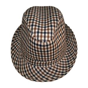 Unbranded Knit Fedora Hat Adult Brown/Gray/White Plaid